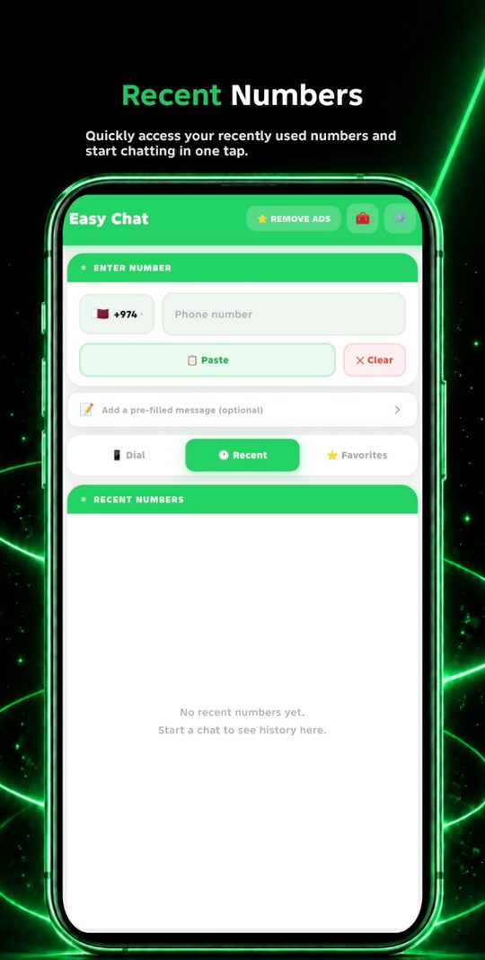 Recent numbers — reuse recently messaged numbers in one tap