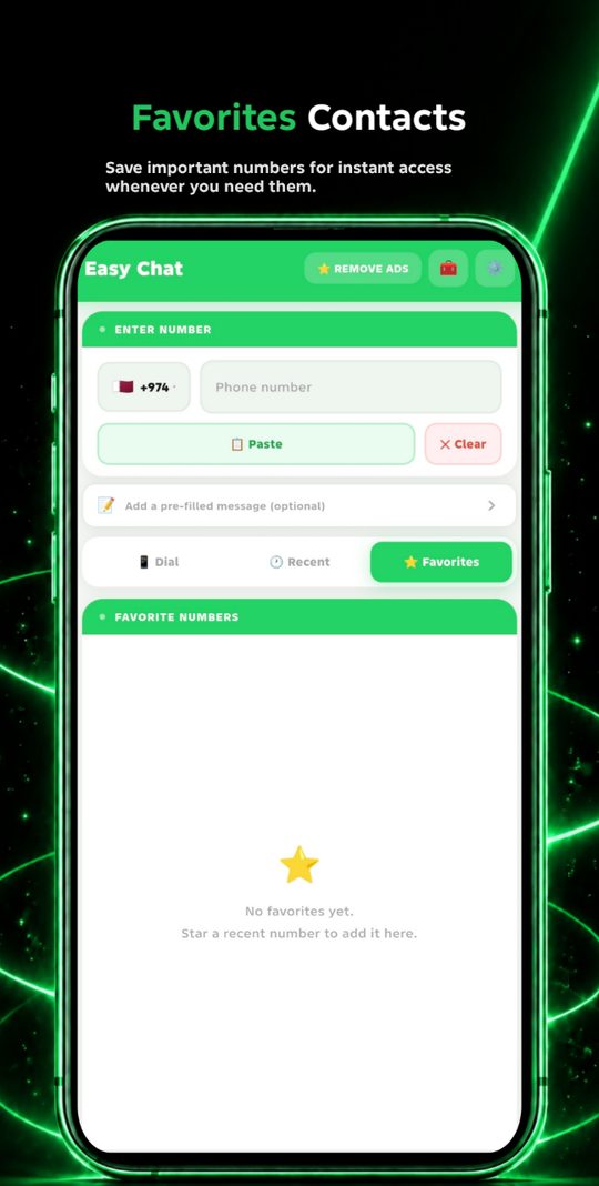 Favourites — save important numbers for instant access