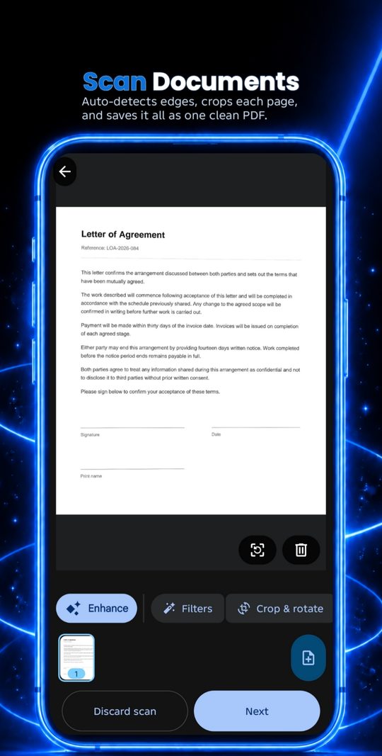 Scan documents with auto edge detection and cropping